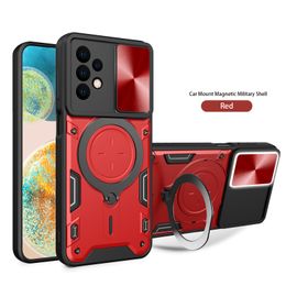 New Arrival Phone Cover For Samsung Galaxy A03 M13 M23 M33 M52 M53 M54 M62 F62 With Slide Lens Protection 360 Degree Rotation Ring Holder Kickstand Shockproof Case