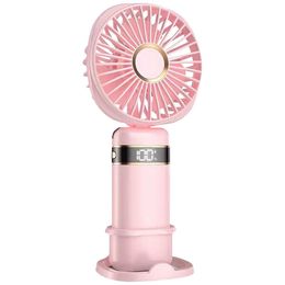 Electric Fans Handheld Cooling Fan 5-speed Foldable Personal Fan Rechargeable Wireless Electric Fan Portable Ultra Quiet for Office/ Home/Dorm