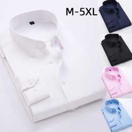 Men's Dress Shirts Business Casual Shirt Long Sleeved Trendy Slim Fitting Handsome White