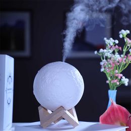 Humidifiers 880ML Moon Lamp USB Air Humidifier Ultrasonic Essential Oil Diffuser Mist Maker Household Colour Night Light