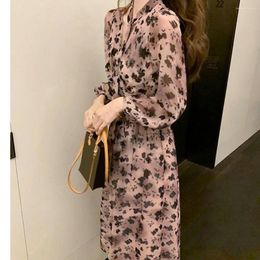 Casual Dresses Trendy Women Dress Breathable Elegant Waist Tight Versatile French Style Leopard Print Maxi