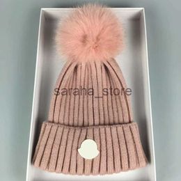 Beanie/Skull Caps Designer Winter Knitted Beanie Woollen Hat Women Chunky Knit Thick Warm faux fur pom Beanies Hats Female Bonnet Beanie Caps 11 Colours J230710