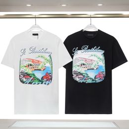 23ss Short Sleeve Cotton Tee Plus Size Sea Coast Scenery Fashion Summer T shirt Europe Men Unisex Tshirt 3XL Size