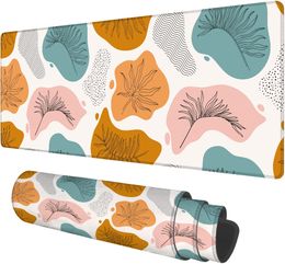 Large Mouse Pad Abstract Flowers and Leaves Large XL Desk Mat Extended Waterproof Mouse Mat with Stitched Edges 31.5 X 11.8 Inch