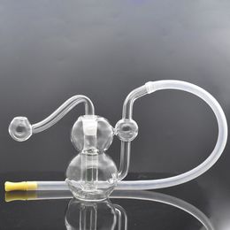 Portable Glass Oil Burner Bong Water Pipes with 10mm Male Thick Pyrex Glass Oil Burner Pipe Silicone Tube for Smoking Tools Ash Catcher