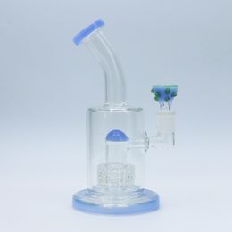 8 inch 14mm Blue Glass Bong Rig Water Pipe smoking pipe hookah with New bowl