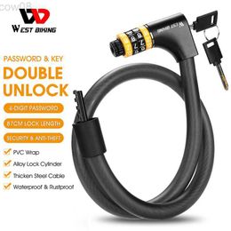 Bike Locks WEST BIKING Password Key Safety Bike Lock Bicyc 4-5 Digital Code Locks Steel Cab Motorcyc MTB Ectric Scooter Accessories HKD230710