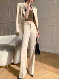 Women's Two Piece Pants 2023 Spring Women Fashion Office Lady Elegant Suits Female Unlined Blazer Jacket And Ladies Business 2 Sets E306
