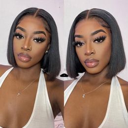 Straight Short Bob Wigs 4x4 Lace Closure Wigs For Black Women Remy Human Hair Wig With Baby Hair Lace Front Wigs