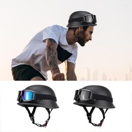 Motorcycle Helmets Half Open Face Vintage Helmet Retro Moto Motocross With Goggle Mask Pilot Caps