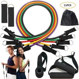 Resistance Bands 11pcs Latex Resistance Bands Crossfit Training Exercise Yoga Tubes Pull Rope Rubber Expander Elastic Bands Fitness with Bag HKD230710