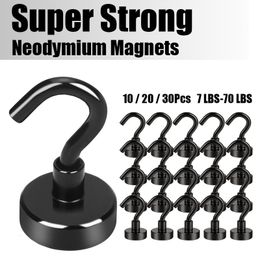 Fridge Magnets 10 20 30Pcs Strong Magnetic Hook 70lbs Max Heavy Duty Magnet 3Coating Neodymium Hooks for Kitchen Garage Grill Cup Key Hanger 230710