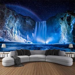 Tapestries Waterfall printed tapestry Natural landscape Wall forest Home decoration cloth room