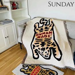 Blankets Creative Tiger Blankets for Beds Cartoon Human Made Sofa Home Decorative Throw Blanket Cotton Trend Outdoor Camping Picnic Mat T230710