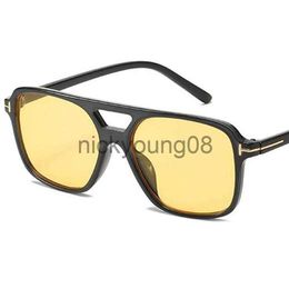 Occhiali da sole Occhiali da sole Oversize Square Donna Uomo Big Frame T Decorazione Occhiali da guida Vintage Nero Giallo Occhiali da sole UV400Occhiali da soleOcchiali da sole x0710