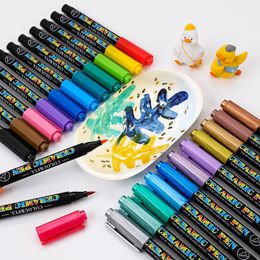 Markers 1224 Colours Ceramic Acrylic Paint Marker Pen Permanent For Ceramic Rock Glass Porcelain Mug Fabric Canvas Painting 230710