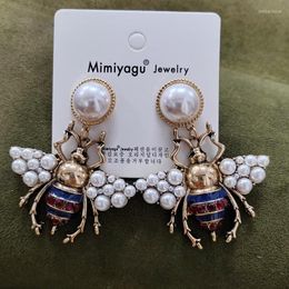 Dangle Earrings Big Crystal Pearl Animal Bee Drop Earring Jewelry For Women