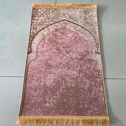 Carpet Anti slip Thickened Soft Velvet Prayer Mat with Tassels Portable Travel Rug Muslim Blanket Worship 2023 230710