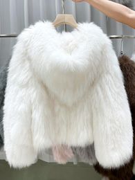 Fur New Style Jackets Fashion Real Fox Fur Coat Autumn Winter Knitted Fur Coat Women Double Long Sleeve Woven Liner