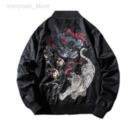 Men's Jackets Sukajan Bomber Jacket Men Yokosuka Souvenir Japan Anime Embroidered MA1 Coat Dragon Tiger Boys Baseball Cloth 2023 Spring Winter HKD230710