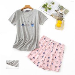Women's Sleepwear Printed Suit Casual Top Short Sleeved And Women Pajamas Shorts Set Sleeping Gowns Lingerie Sleep Wear For