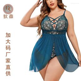 Women's Sleepwear Summer Halter Erotic Pajamas Female Sense Of Home One-piece Dress See-through Underwear Set