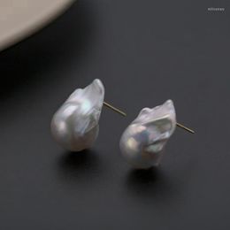 Stud Earrings Sterling Silver Natural White Alien Baroque Colourful Irregular Freshwater South Sea Pearl