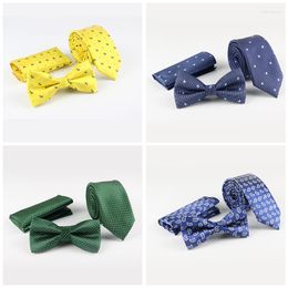 Bow Ties 3PCS Tide Dot Polyester Men's Tie Bowtie And Pocket Square Set Pre-Tied Gift Wedding Business Casual