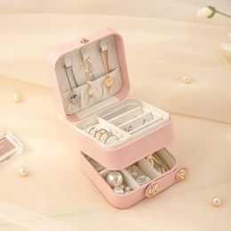Jewelry Pouches Mutifunctional Box Portable Leather Jewellery Case Three Layer Display Storage Organizer Earrings Necklace Boxes