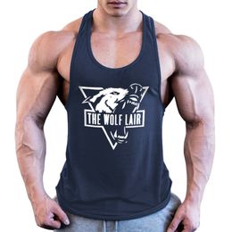 Men's Tank Tops Summer European Men's Fitness Daily Training Gym Vest Cotton Print Triangle Wolf in Europe 230710