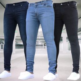 Men's Jeans Men Fashion Casual Stretch Work Trousers Male Pure Color Vintage Plus SizeJean Slim Fit For Daily Wear Clothing