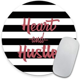 Whimsical Mousepad Heart and Hustle Round Mousepad Mouse Pad Custom Mouse Pad Customized Round Non-Slip Rubber Mousepad 7.9 Inch