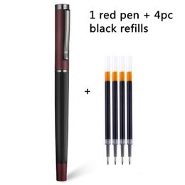 Ballpoint Pens 1Pc Ball point Pen 4pc Refills Bullet 05mm Matte Red Roller ball School Office Supplies Stationery Ink S 230707