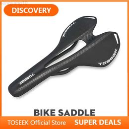 Bike Saddles TOSEEK Full Carbon Fiber Bicycle Saddle Road MTB Bike Carbon Saddle105G 7*9Carbon Rail 8Colour HKD230710