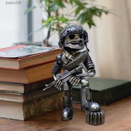 Decorative Objects Figurines Cute Halloween Decor Army Men Skull Decro Resin art Figurine Steampunk Decor Army Guys Statue Home Decor Skeleton Decor T230710