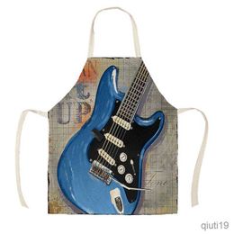 Kitchen Apron Home Cleaning Tools Cooking Apron style Oil Painting Moive Guitar Kitchen Aprons cute apron kitchen R230710