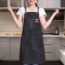 Kitchen Apron Cooking Apron with Pockets Fixed Strap Sleeveless Canvas Multifunctional Outdoor Woodworking Gardening Apron for Daily Use R230710