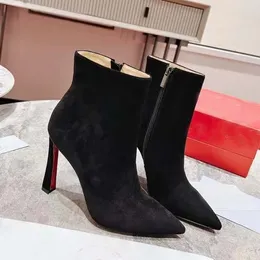 Luxury Womens Banana heel boots Crystal Calf leather Sexy Fashion Martin Boot Platform Fashion shoes size 34-44 With box