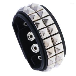 Bangle Hip Hop Style PU Leather Bracelet Punk Adjustable Goth Cuff Gothic Rivet Buckle Wristband For Men Women