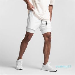 lu Fitness Shorts Men's Double-Layer Sports Running Invisible Open-Seat Sex Pants Quick-Dry Pants Multi-Pocket Lace 5 Points Shorts