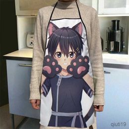 Kitchen Apron Kirigaya Kazuto Sword Art Online Kitchen Aprons For Women Oxford Fabric Cleaning Home Cooking Accessories Apron R230710