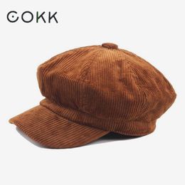 COKK Newsboy Cap Beret Female Autumn Winter Hats For Women Men Octagonal Cap Painter Hat Vintage England Gorras Boina Feminina