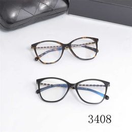 Occhiali da sole 2023 di alta qualità Nuovo Xiaoxiang 3408 piastra tela di occhiale quadrata Myopia a luce piatta da donna