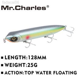 Baits Lures Mr.Charles CMC018 Fishing Lure 128mm/25g Floating Top Water Assorted Colours Popper Wobbler Pencil Lure Hand Lure Fishing Tackle HKD230710