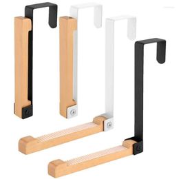 Hooks Over The Door Hanger Wooden Foldable Towel Hook 2pcs Metal Clothes Organizer For Front