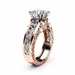 Wedding Rings Qualities Rose Gold Colours For Women Trendy Metal Inlaid White Stone Ring Engagement Jewellery