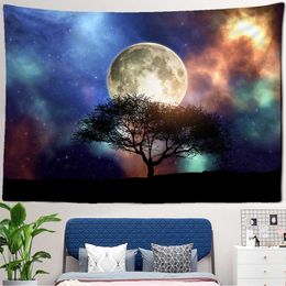 Tapestries Moon Tapestry Wall Hanging Flower Wall Carpets Dorm Decor Starry Sky Room Decor Living Room Bedroom Tapestries