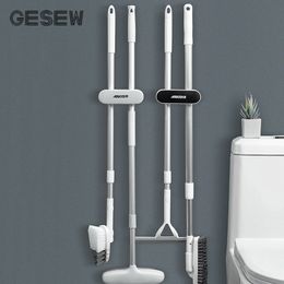 Toothbrush Holders GESEW Wall mount Mop Holder Household Storage Tools Punch free Rack For Kitchen And Bathroom Organiser Accessories 230710