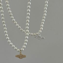 Strands Strings Y2K Jewellery Chain Vintage Crystal Zircon Planet Pearl Choker Necklace For Women Female Couple Pendants 230710