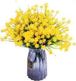 Decorative Flowers 10 Bundles Yellow Daffodils Artificial Fake Plants Plastic Bushes Greenery Shrubs Fence Indoor Outdoor Hanging Planter